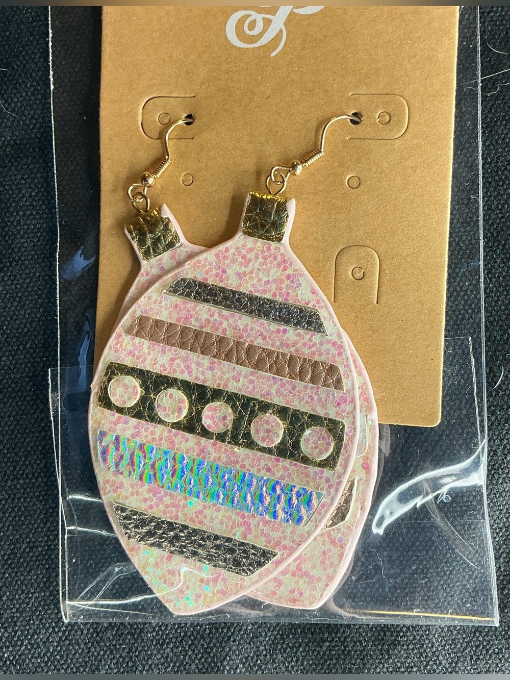 ★ Pink Glitter Christmas Ornament Dangle Earrings Holiday Glam